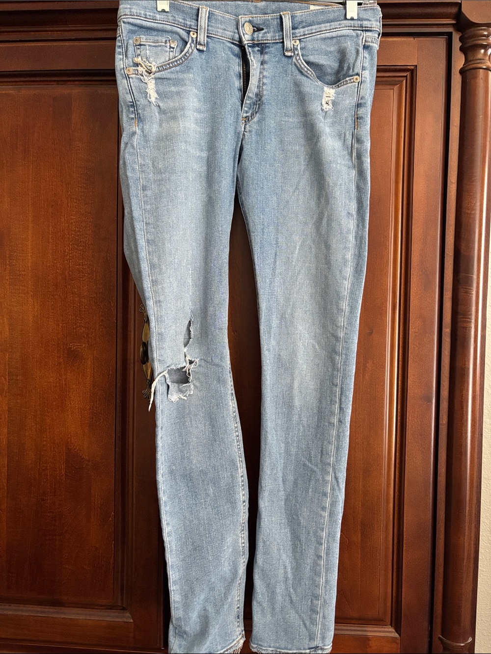 rag & bone Light Blue Skinny Distressed Jeans
